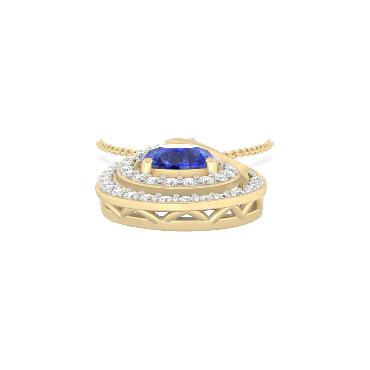 AA+ Tanzanite Pendant with White Diamond in 18Kt Gold 1.24cts