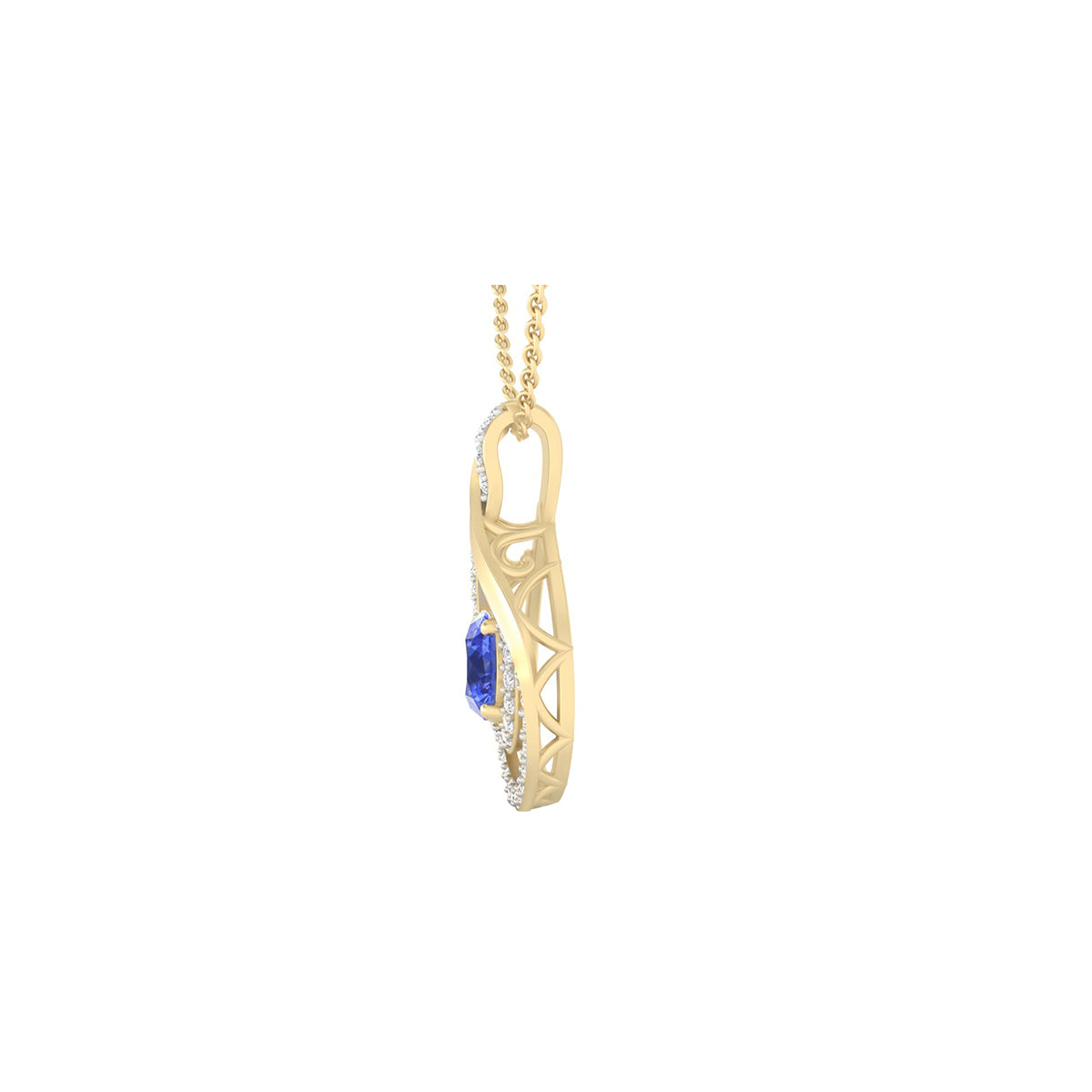 AA+ Tanzanite Pendant with White Diamond in 18Kt Gold 1.24cts
