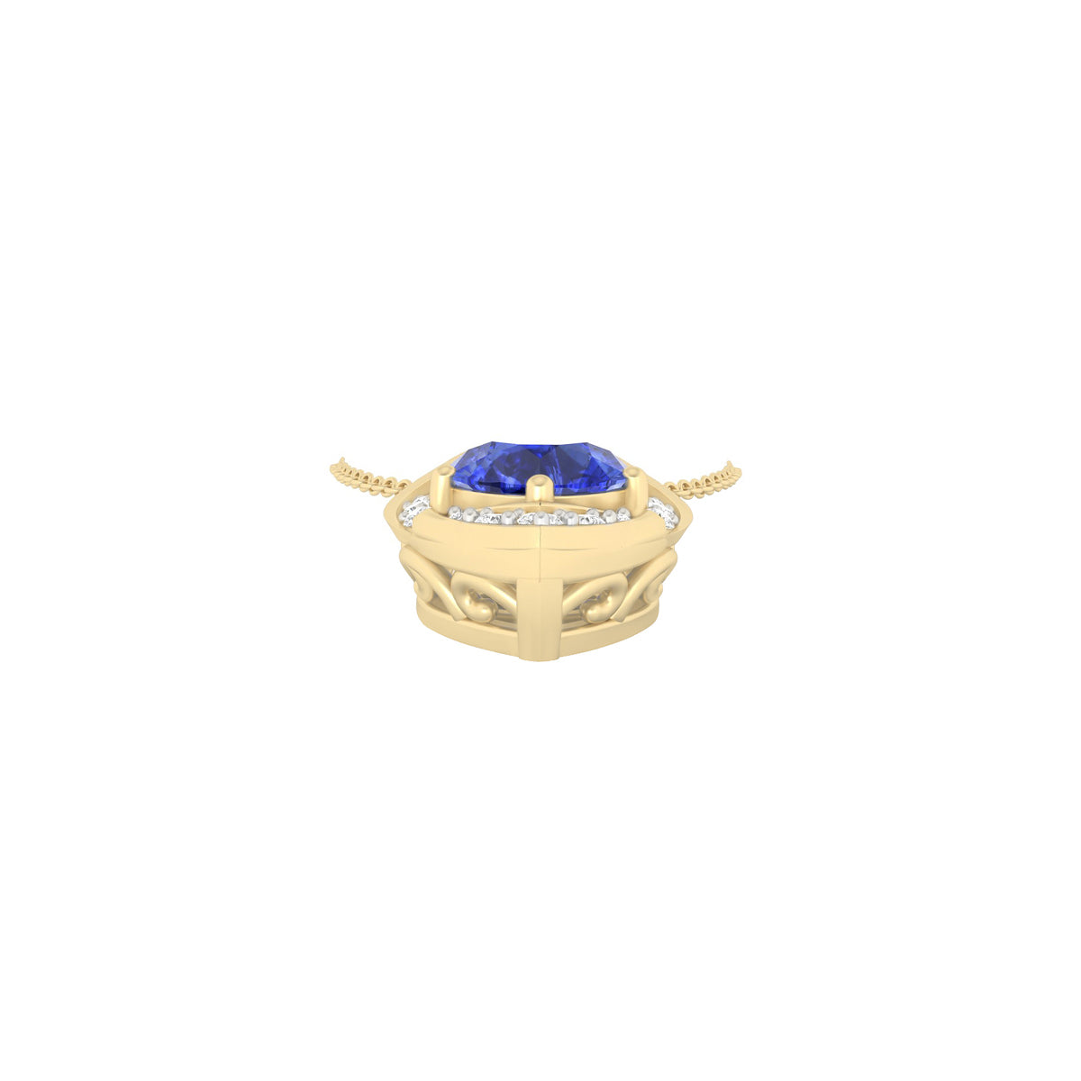 AA+ Tanzanite Pendant with White Diamond in 18Kt Gold 1.14cts