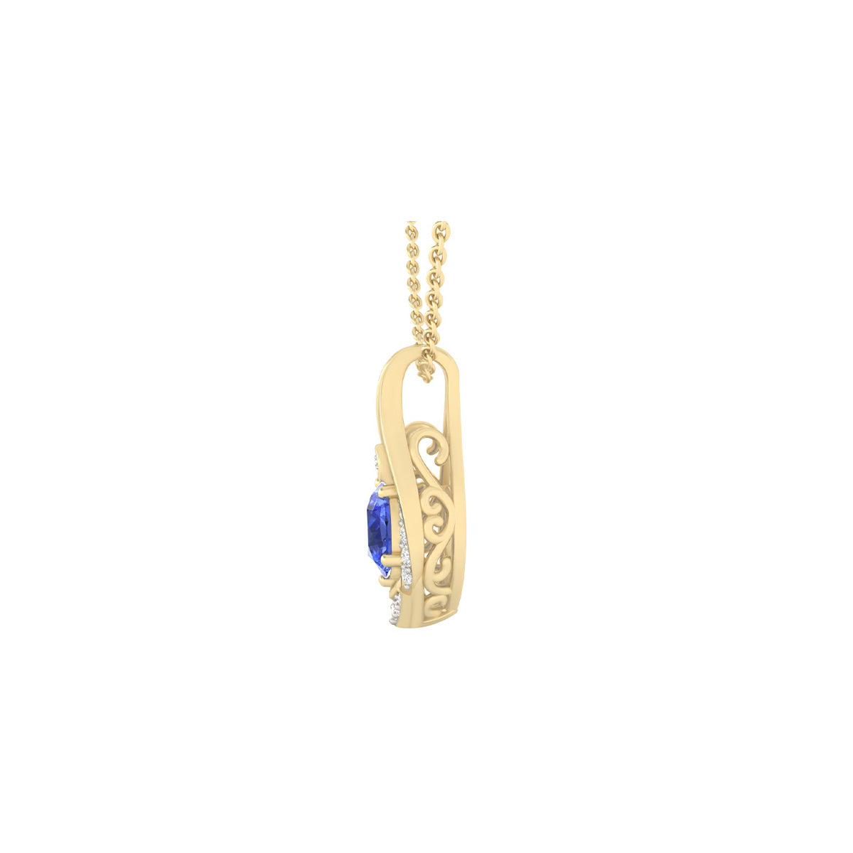 AA+ Tanzanite Pendant with White Diamond in 18Kt Gold 1.14cts