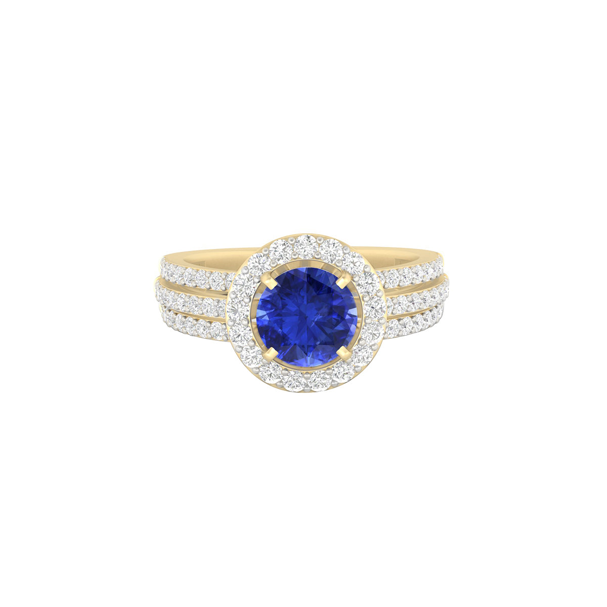 AA+ Tanzanite Ring with White Diamond in 18Kt Gold 1.48cts
