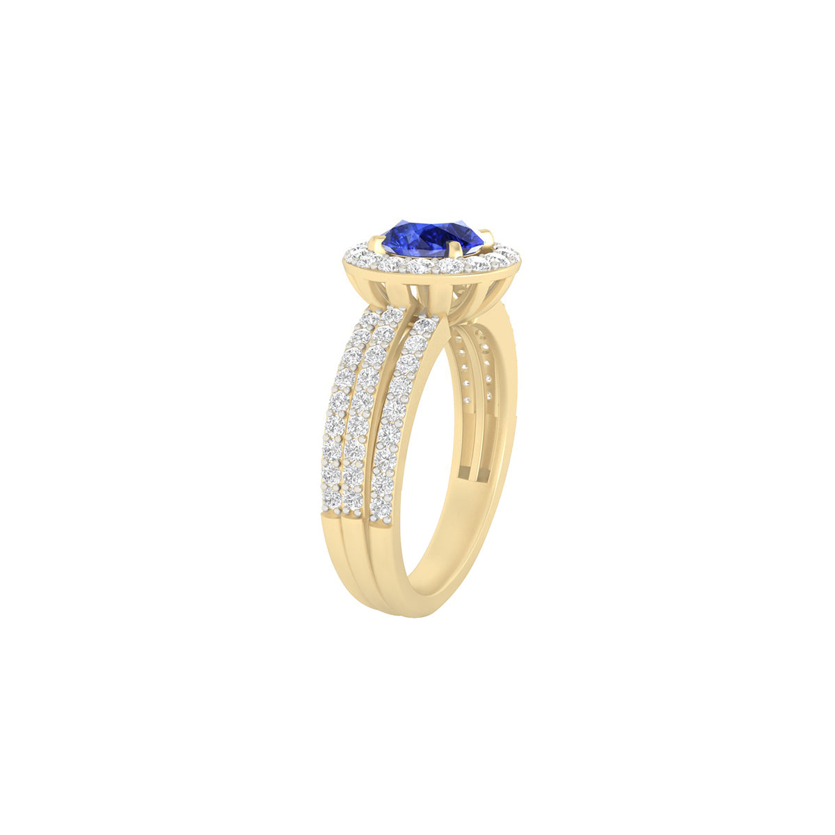AA+ Tanzanite Ring with White Diamond in 18Kt Gold 1.48cts