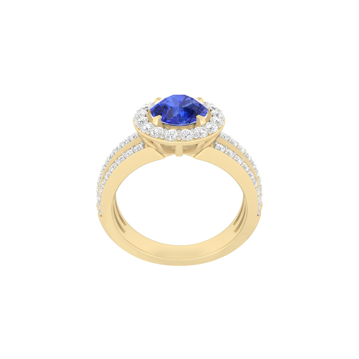 AA+ Tanzanite Ring with White Diamond in 18Kt Gold 1.48cts
