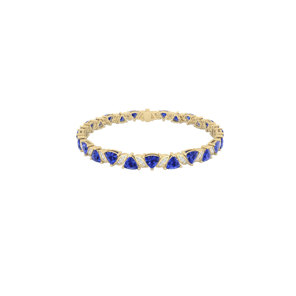 AA+ Tanzanite Bracelet with White Diamond in 18Kt Gold 13.00cts