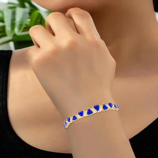 AA+ Tanzanite Bracelet with White Diamond in 18Kt Gold 13.00cts