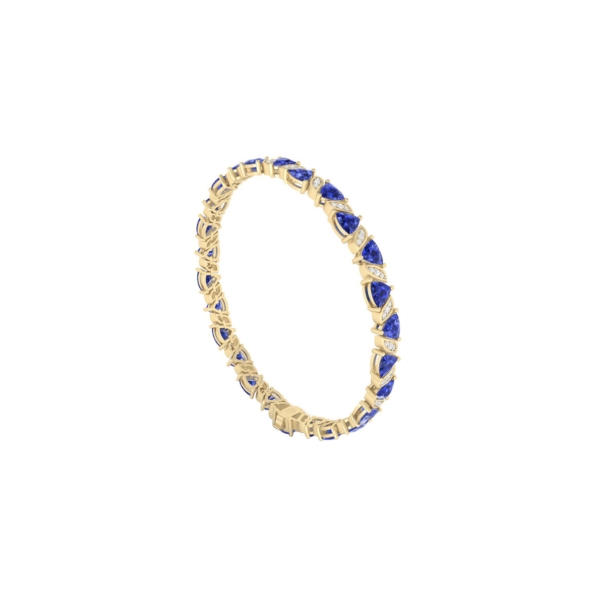AA+ Tanzanite Bracelet with White Diamond in 18Kt Gold 13.00cts