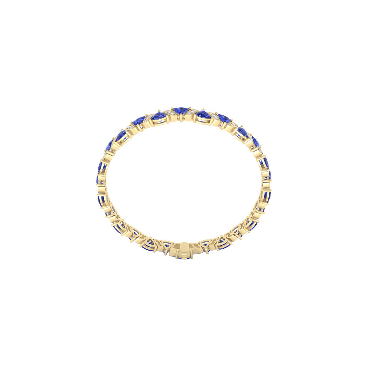AA+ Tanzanite Bracelet with White Diamond in 18Kt Gold 13.00cts
