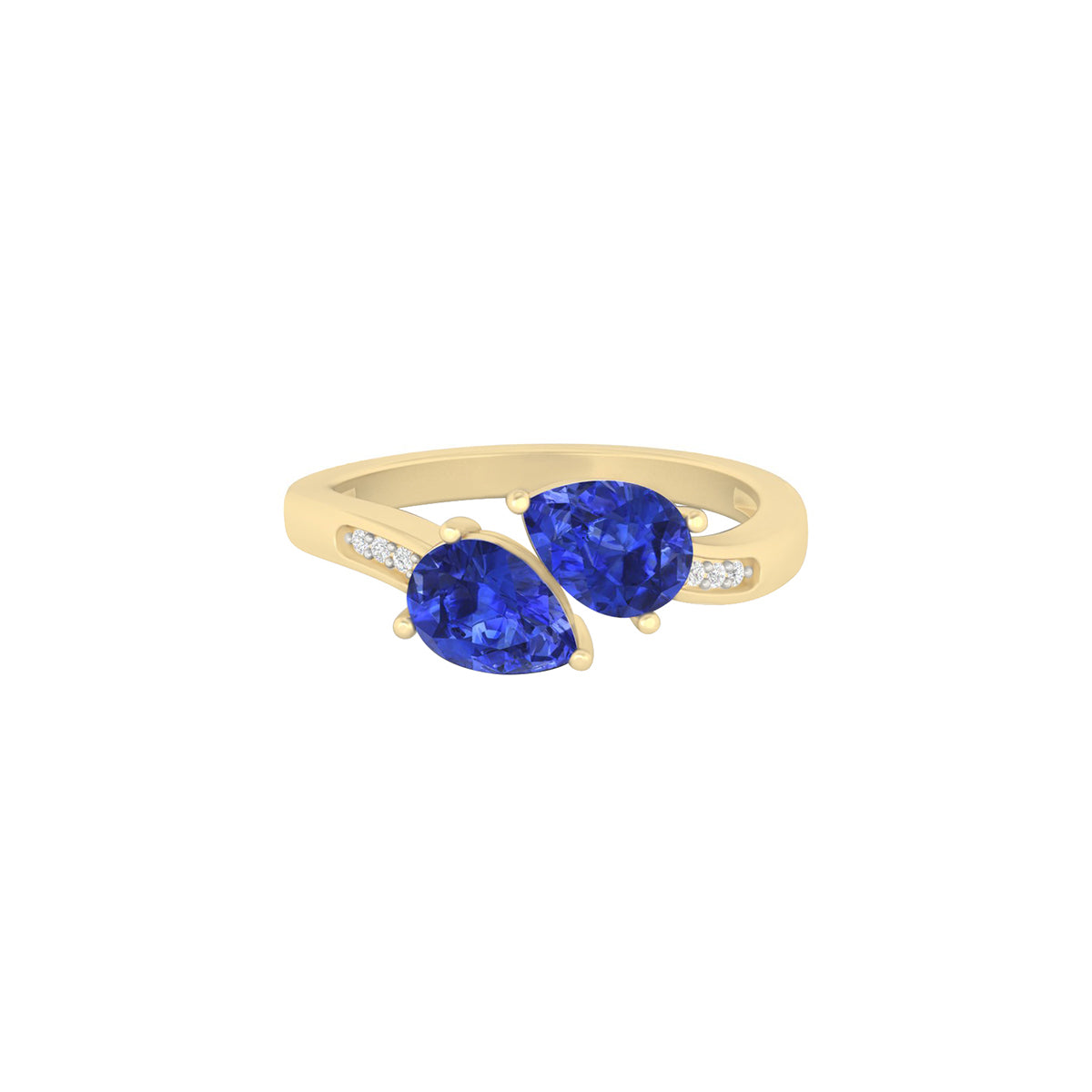 AA+ Tanzanite Ring with White Diamond in 18Kt Gold 1.69cts