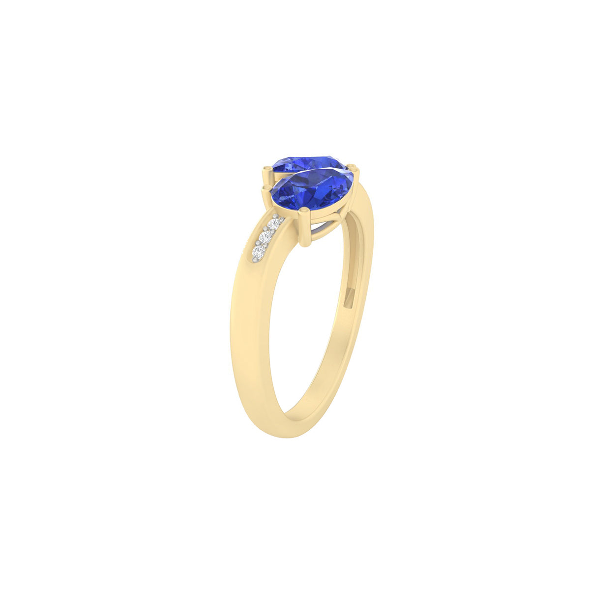 AA+ Tanzanite Ring with White Diamond in 18Kt Gold 1.69cts
