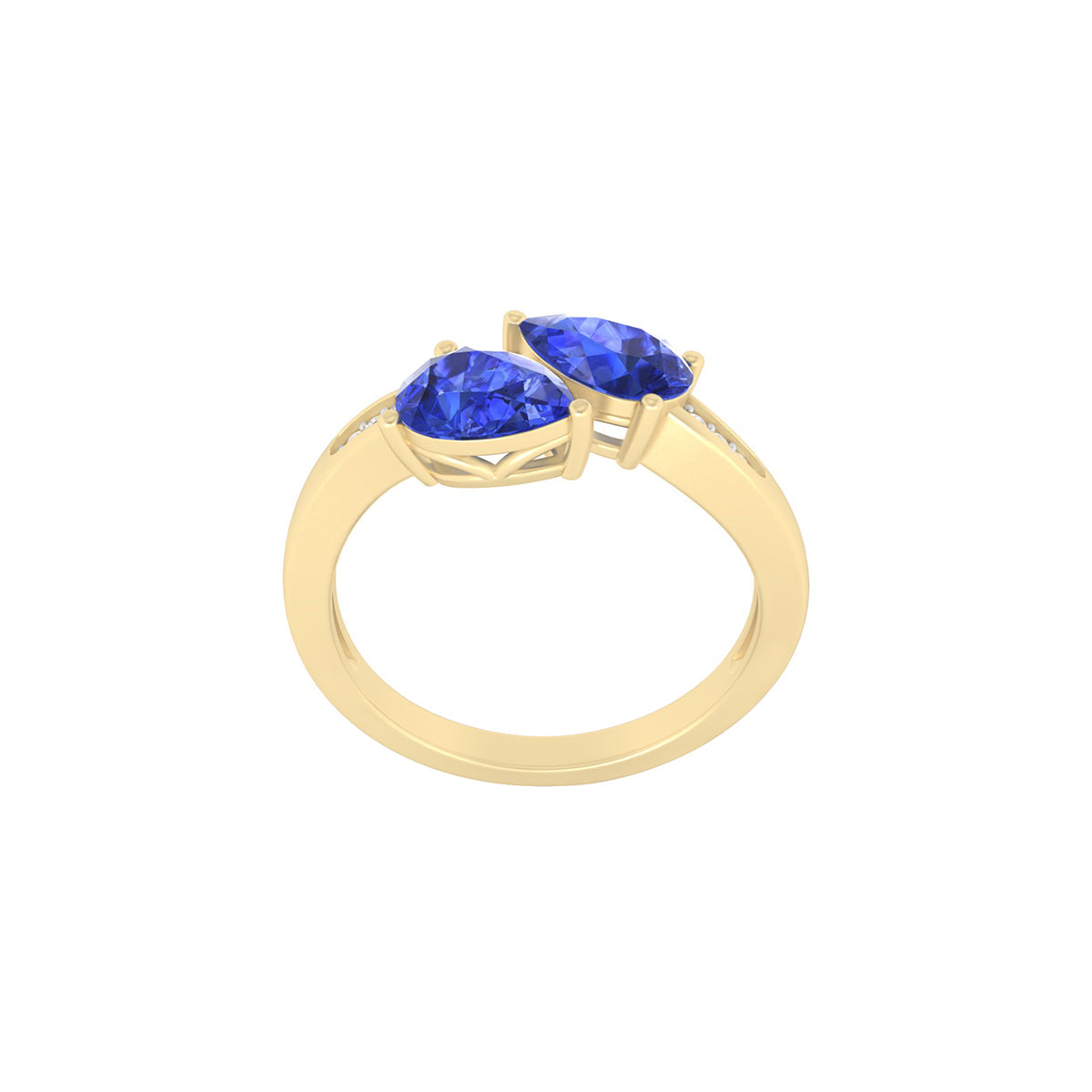 AA+ Tanzanite Ring with White Diamond in 18Kt Gold 1.69cts