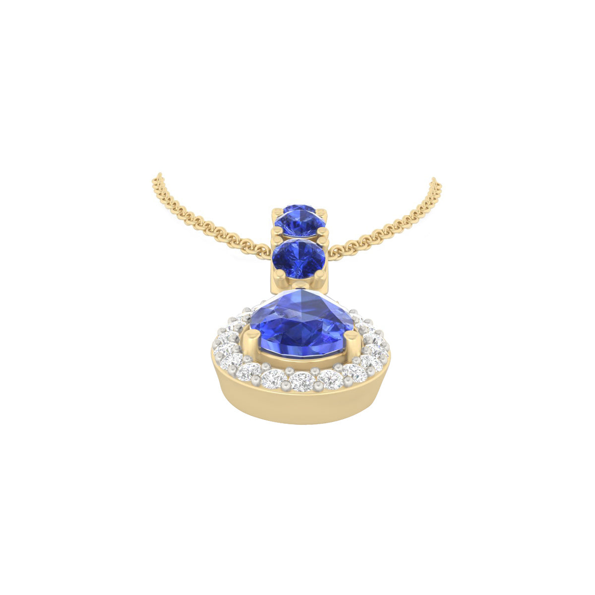 AA+ Tanzanite Pendant with White Diamond in 18Kt Gold 1.42cts