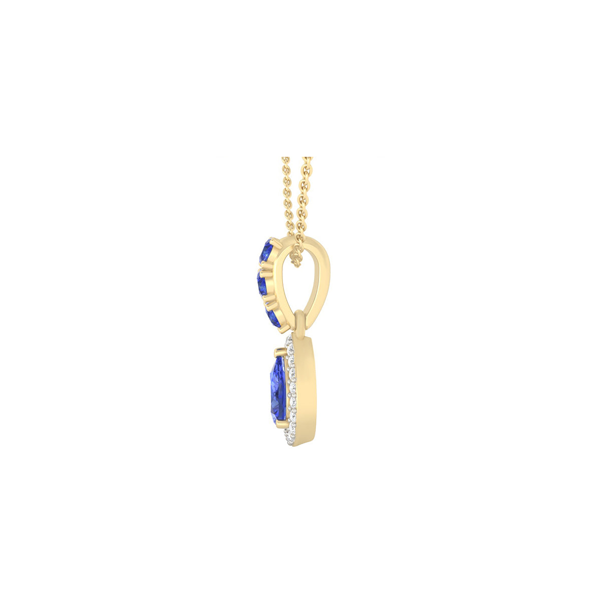 AA+ Tanzanite Pendant with White Diamond in 18Kt Gold 1.42cts
