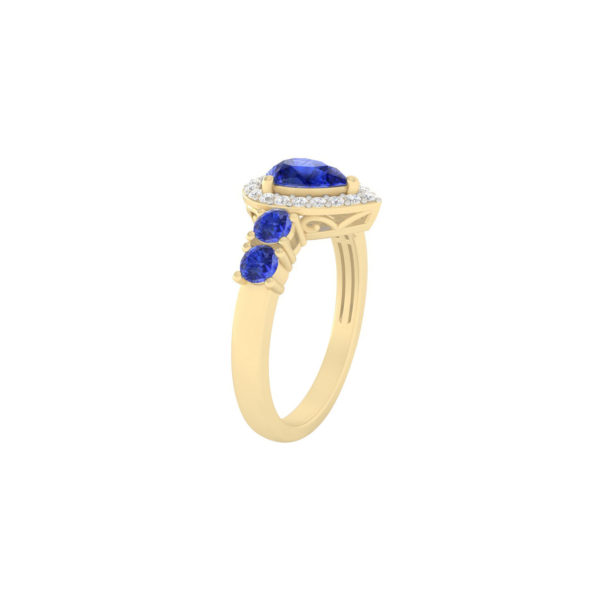 AA+ Tanzanite Ring with White Diamond in 18Kt Gold 1.56cts