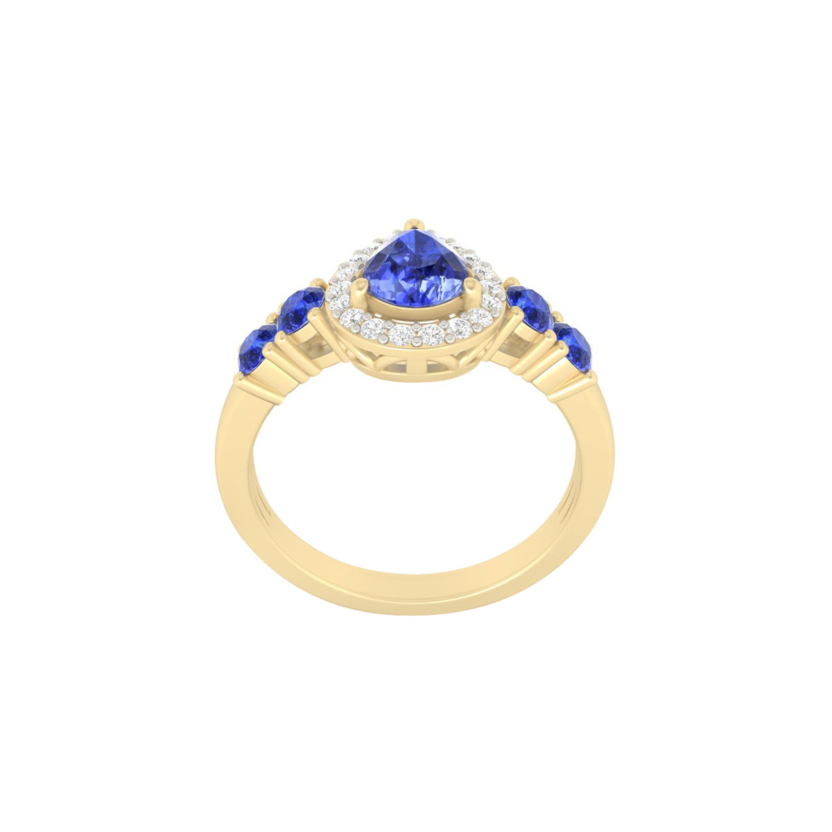 AA+ Tanzanite Ring with White Diamond in 18Kt Gold 1.56cts