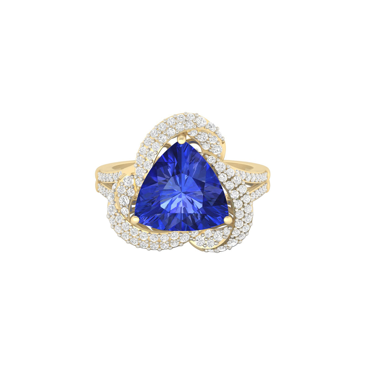 AA+ Tanzanite Ring with White Diamond in 18Kt Gold 3.77cts