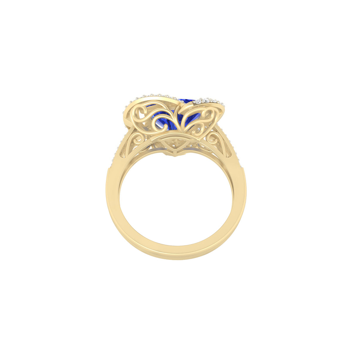 AA+ Tanzanite Ring with White Diamond in 18Kt Gold 3.77cts