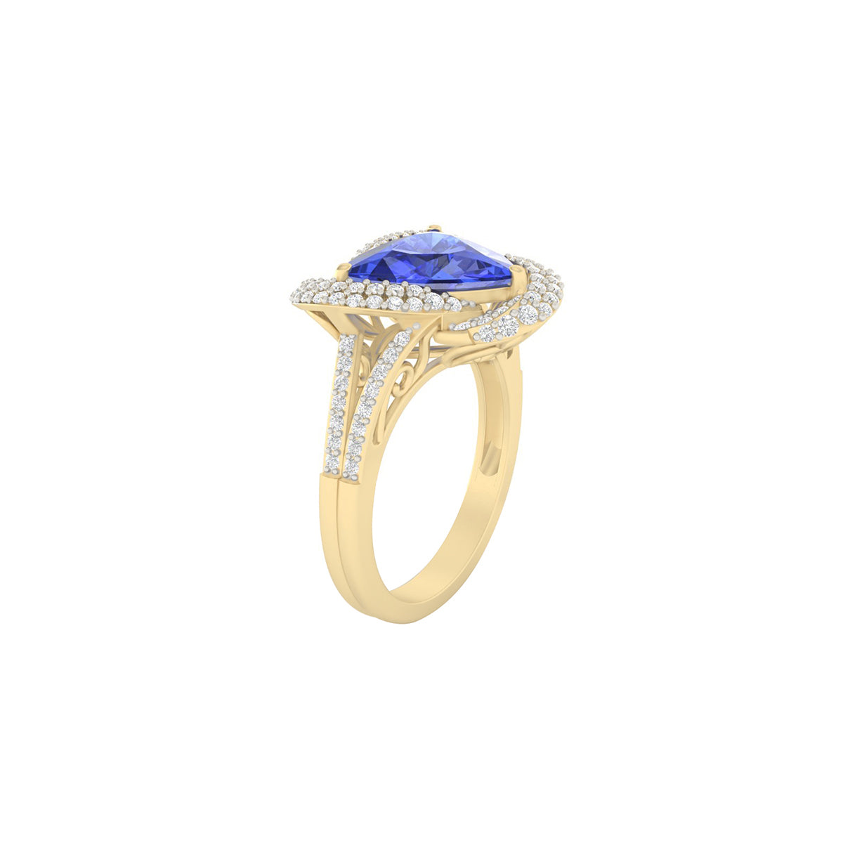 AA+ Tanzanite Ring with White Diamond in 18Kt Gold 3.77cts