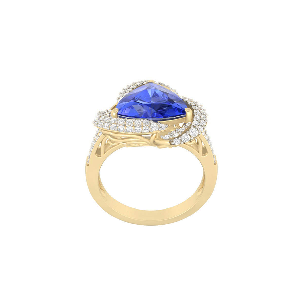 AA+ Tanzanite Ring with White Diamond in 18Kt Gold 3.77cts