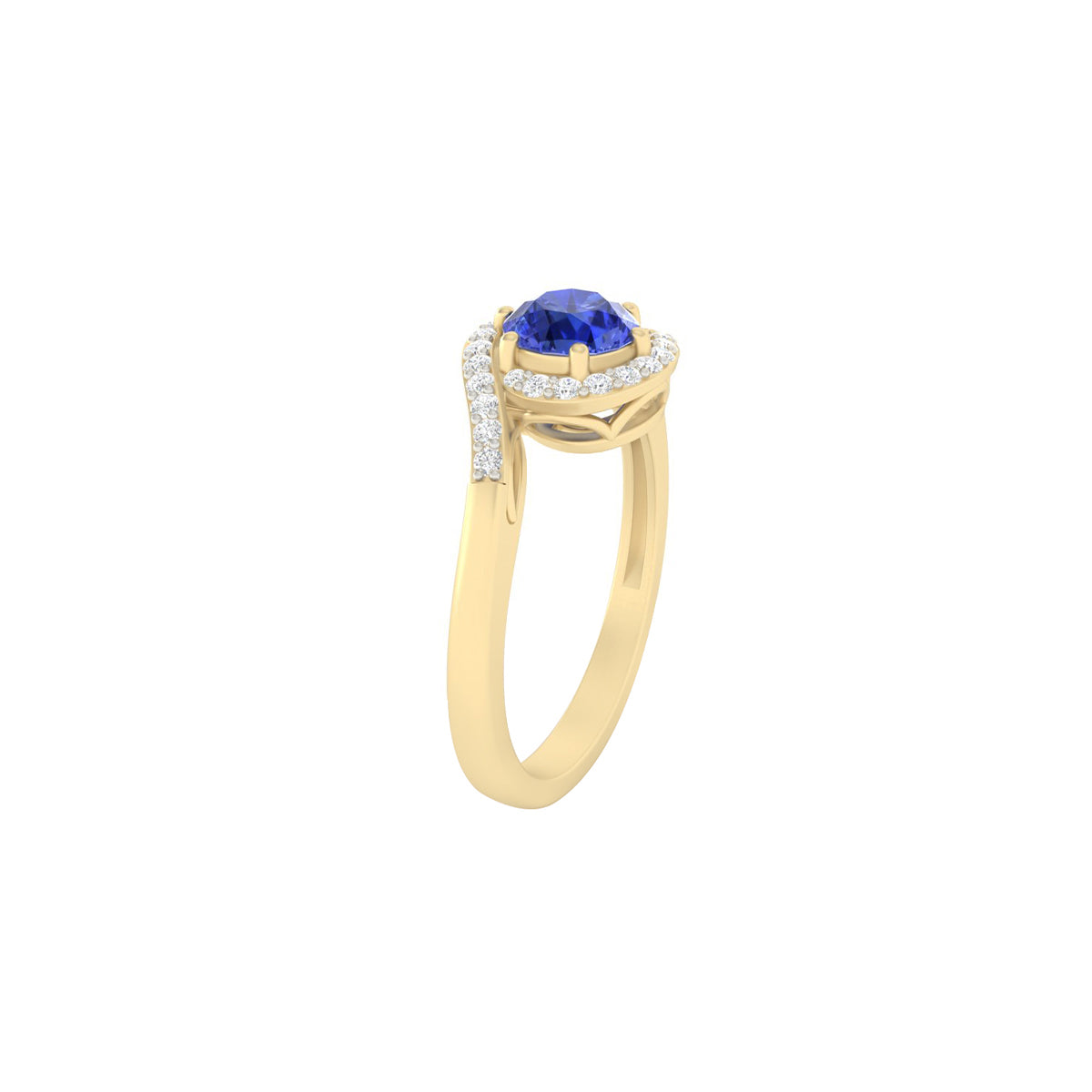 AA+ Tanzanite Ring with White Diamond in 18Kt Gold 1.15cts