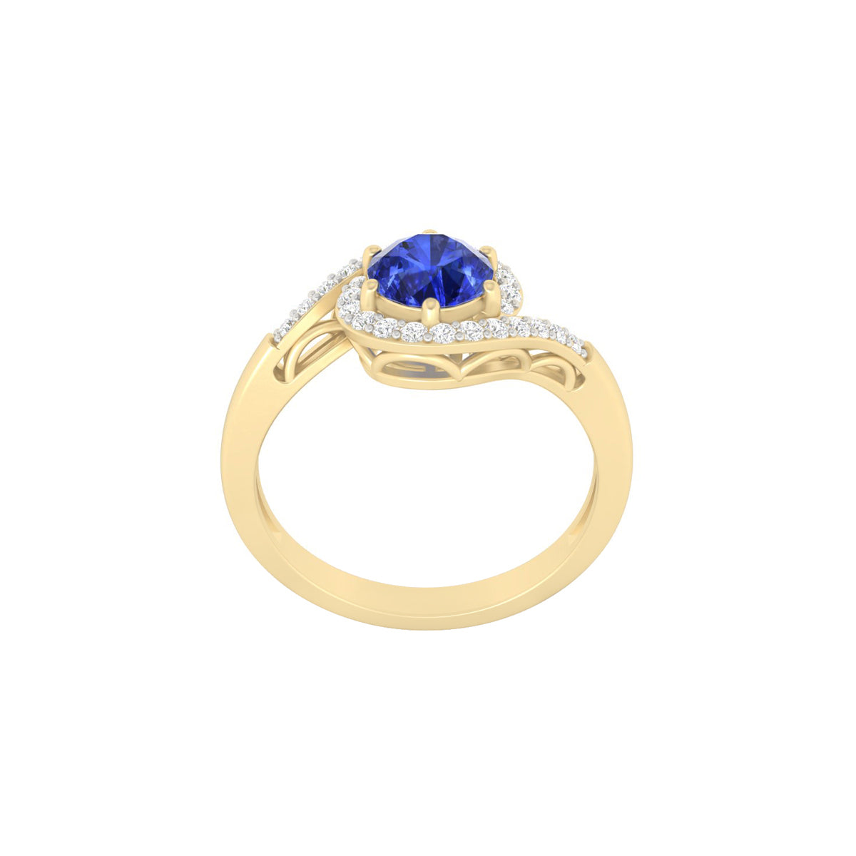 AA+ Tanzanite Ring with White Diamond in 18Kt Gold 1.15cts