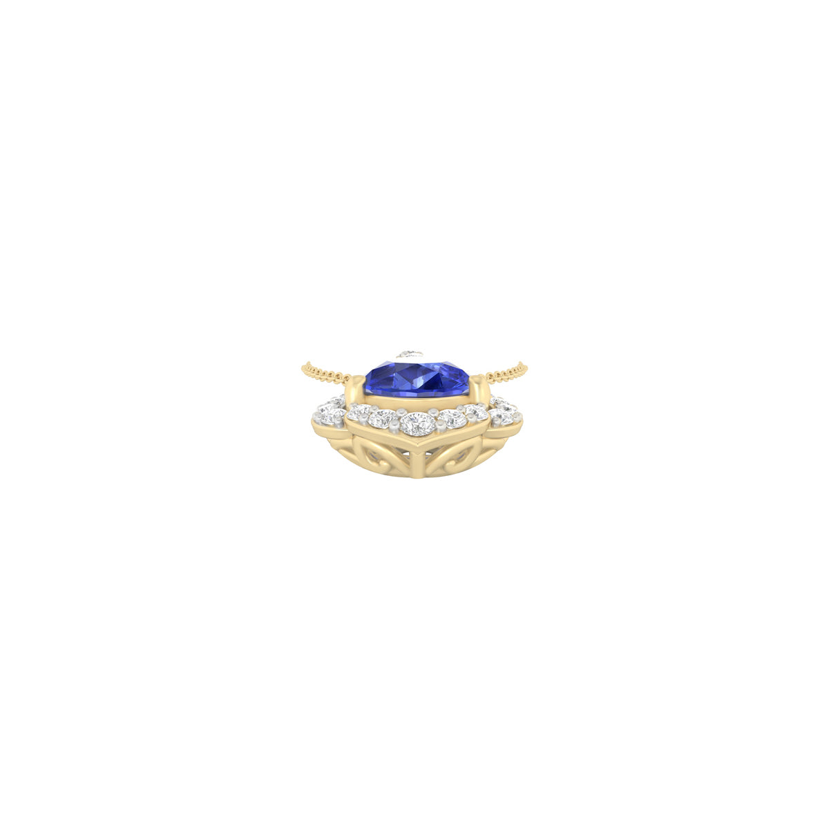 AA+ Tanzanite Pendant with White Diamond in 18Kt Gold 1.35cts