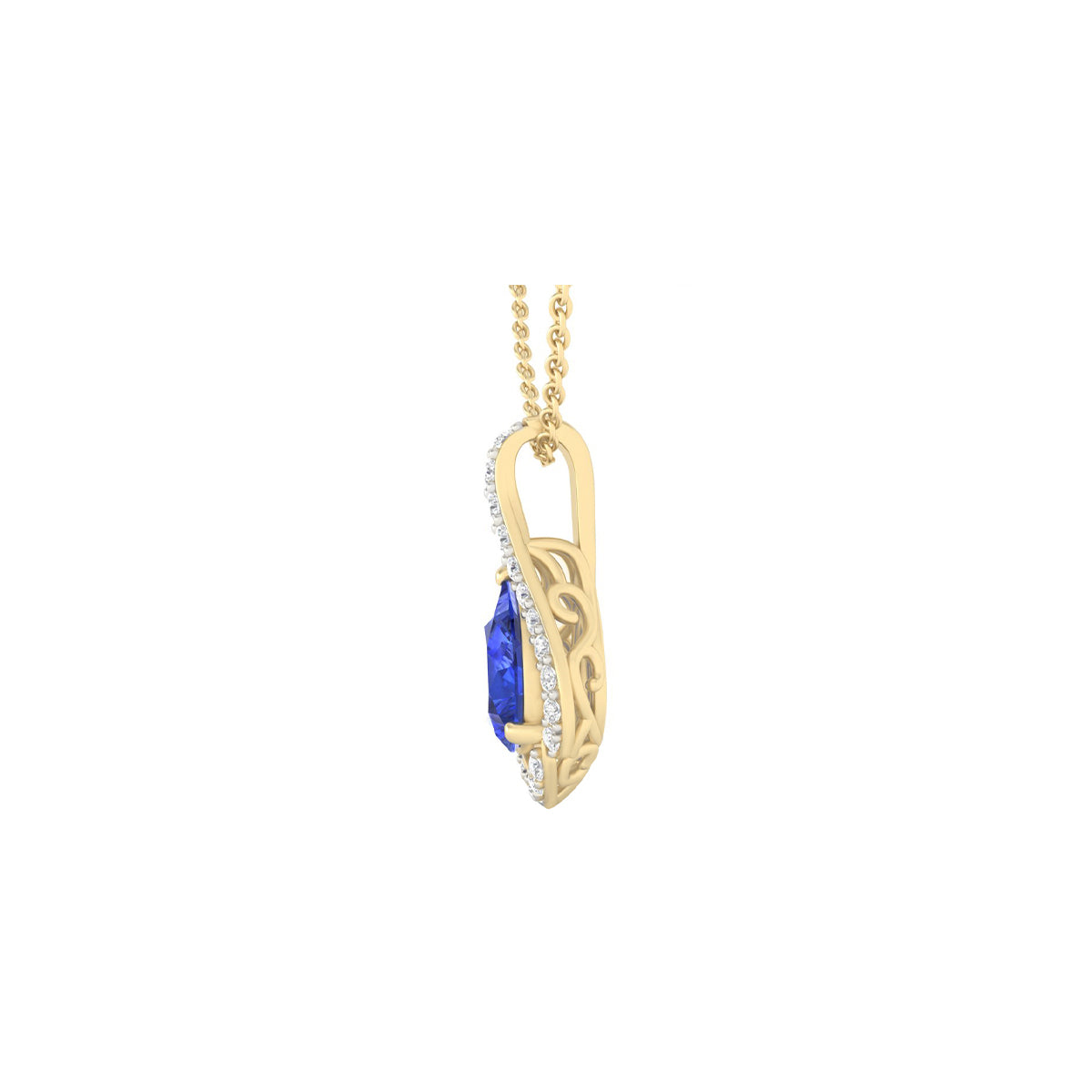 AA+ Tanzanite Pendant with White Diamond in 18Kt Gold 1.35cts