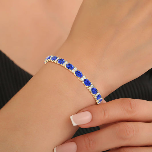 AA+ Tanzanite Bracelet with White Diamond in 18Kt Gold 12.19cts