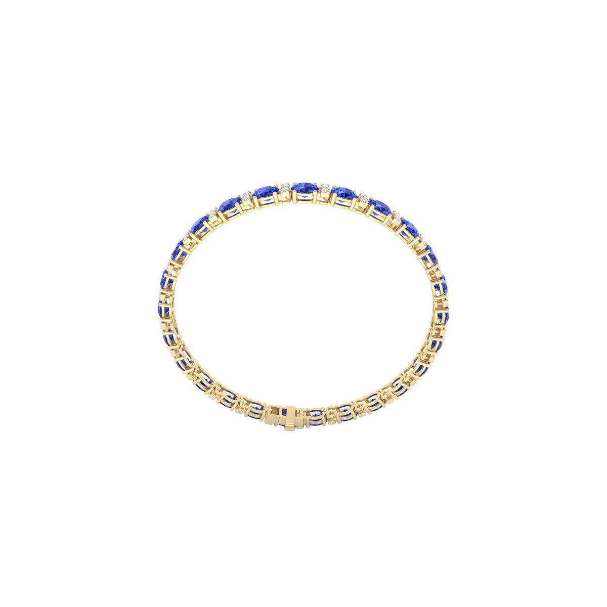 AA+ Tanzanite Bracelet with White Diamond in 18Kt Gold 12.19cts