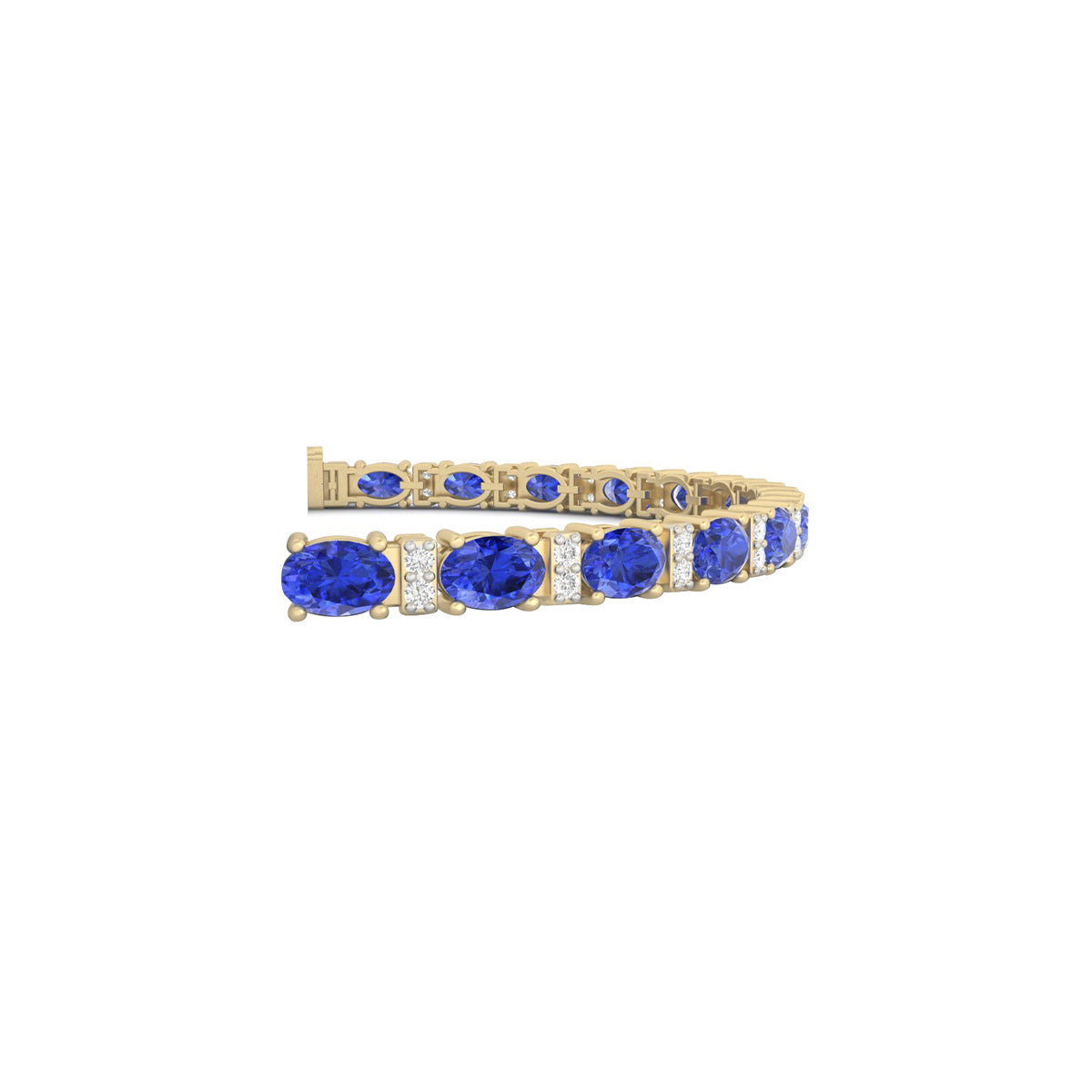 AA+ Tanzanite Bracelet with White Diamond in 18Kt Gold 12.19cts