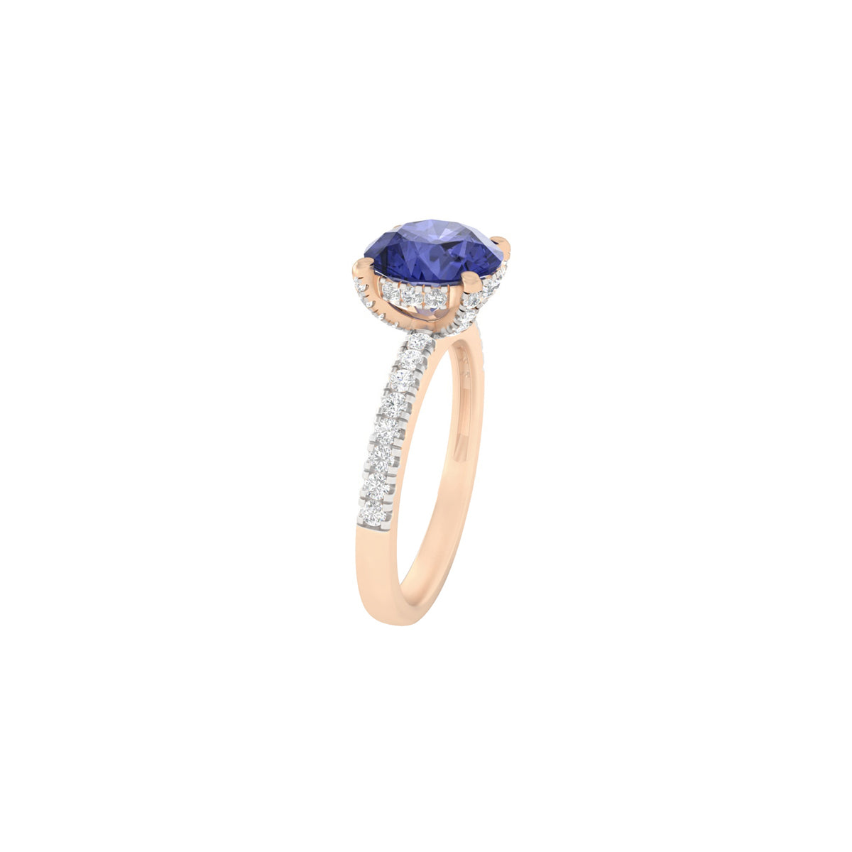 AA+ Tanzanite Ring with White Diamond in 14Kt Gold 1.72cts