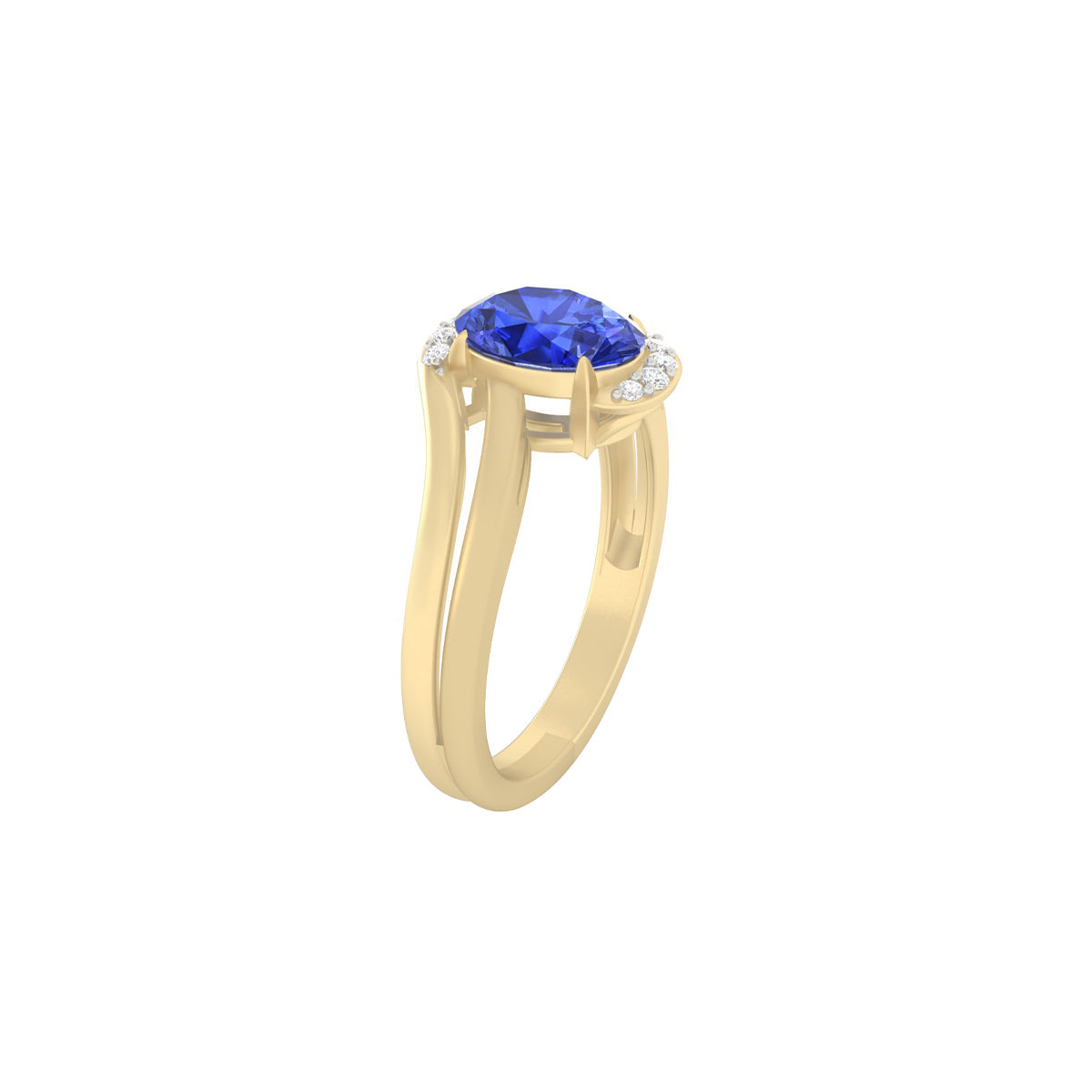 AA+ Tanzanite Ring with White Diamond in 18Kt Gold 1.51cts