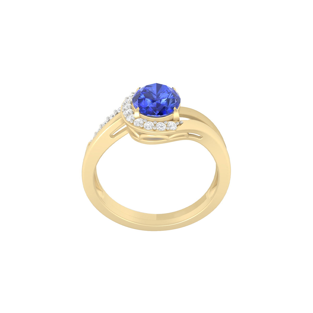 AA+ Tanzanite Ring with White Diamond in 18Kt Gold 1.51cts