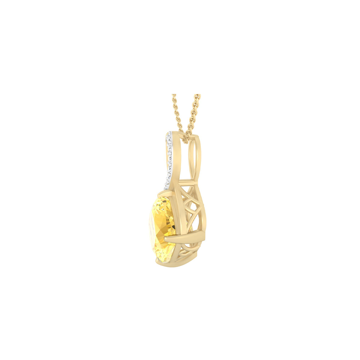 Citrine Pendant with White Diamond in 18Kt Gold 3.72cts