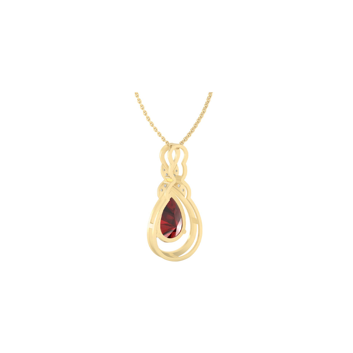 Red Garnet Pendant with White Diamond in 18Kt Gold 3.24cts