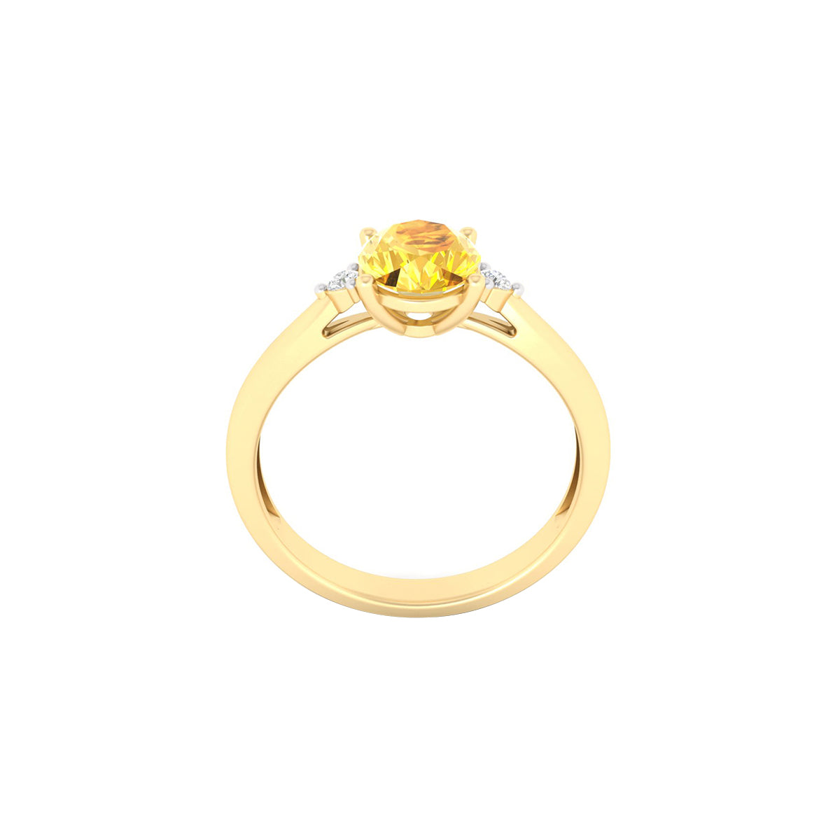 Citrine Ring with White Diamond in 18Kt Gold 2.05cts