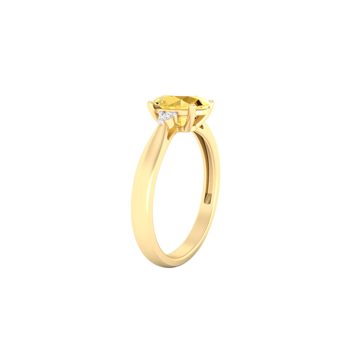 Citrine Ring with White Diamond in 18Kt Gold 2.05cts