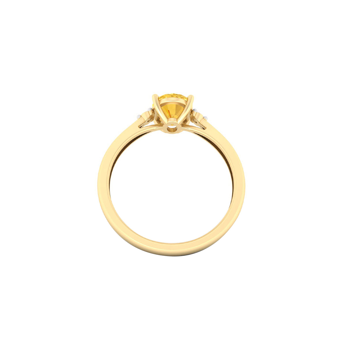 Citrine Ring with White Diamond in 18Kt Gold 2.05cts