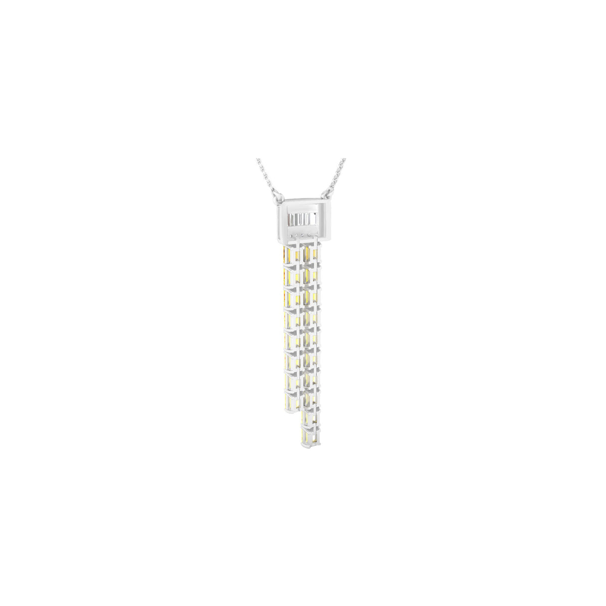 Yellow & White Sapphire Pendant Necklace with White Diamond in 14Kt White Gold 5.99cts