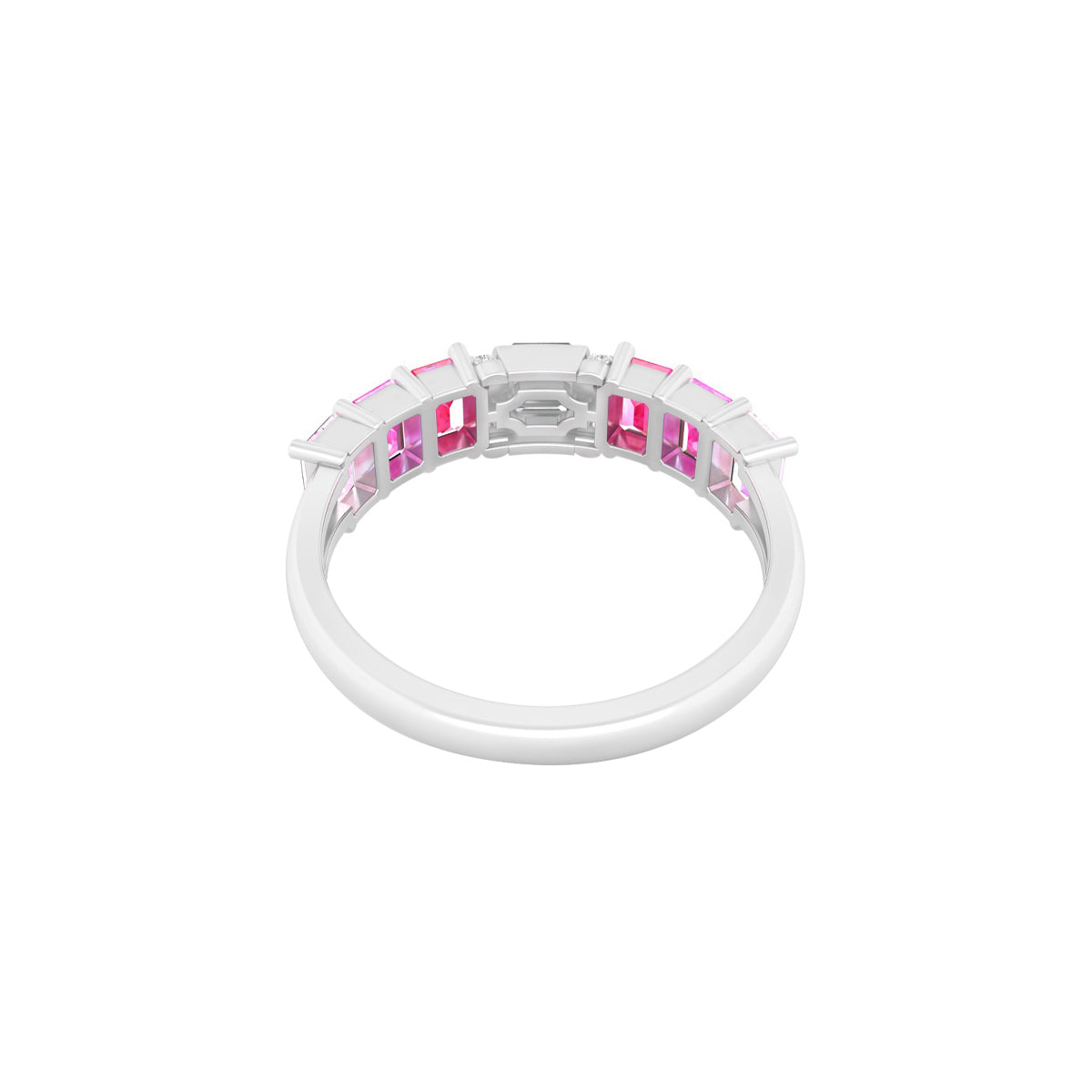 Pink Sapphire Ring with White Diamond in 14Kt White Gold 1.92cts