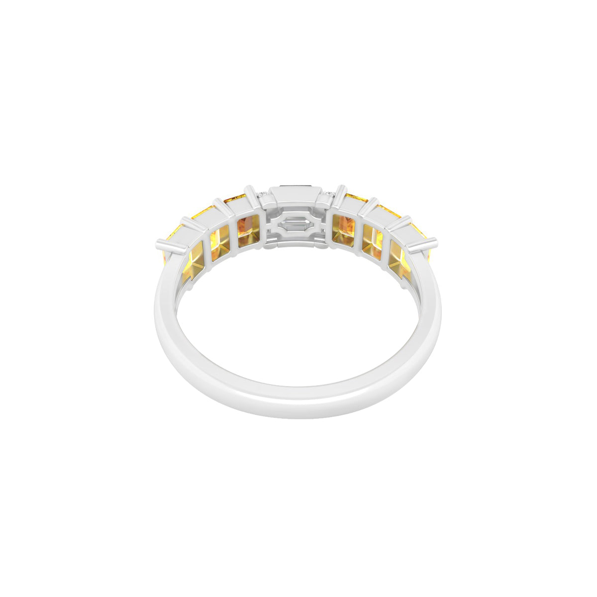 Yellow Sapphire Ring with White Diamond in 14Kt White Gold 1.92cts