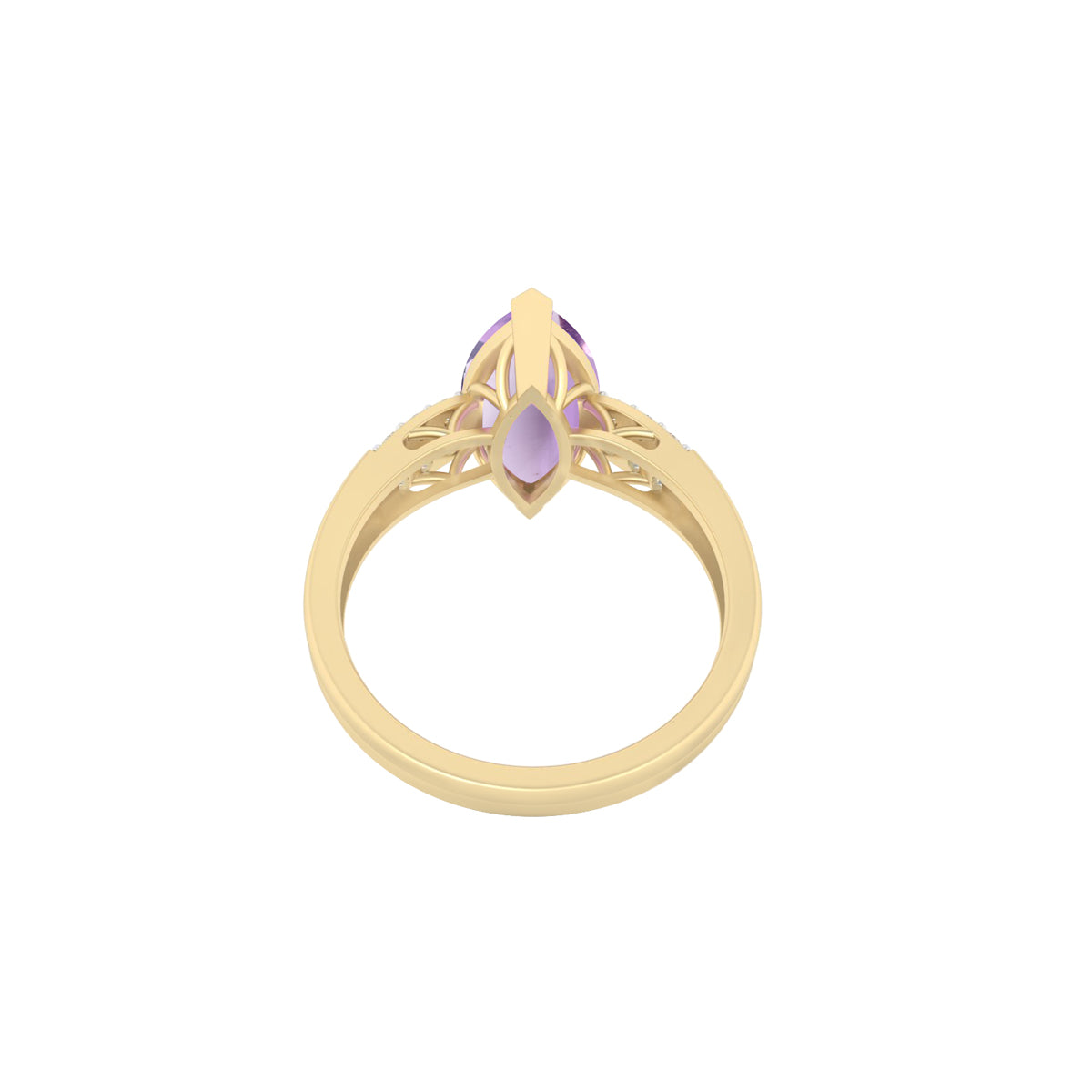 Amethyst Ring with White Diamond in 18Kt Gold 2.87cts