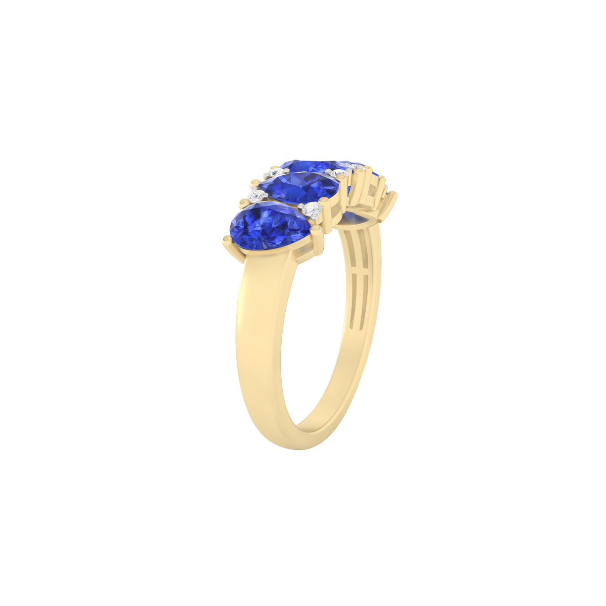 AA+ Tanzanite Ring with White Diamond in 18Kt Gold 2.18cts