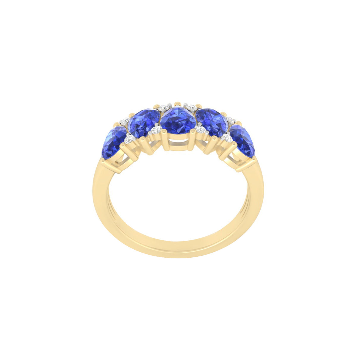 AA+ Tanzanite Ring with White Diamond in 18Kt Gold 2.18cts