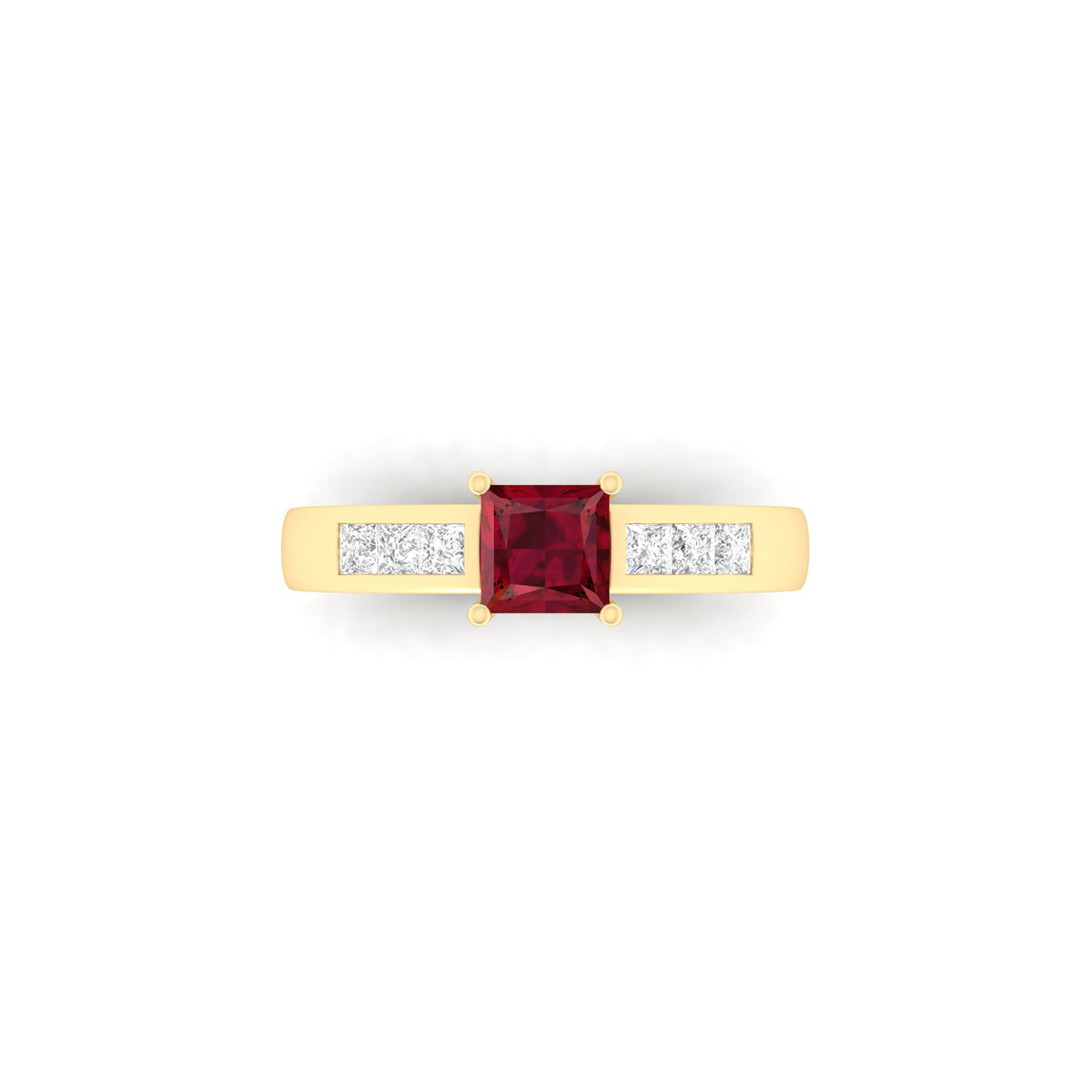 Glass-Filled Ruby Ring with White Diamond in 18Kt Gold 1.25cts