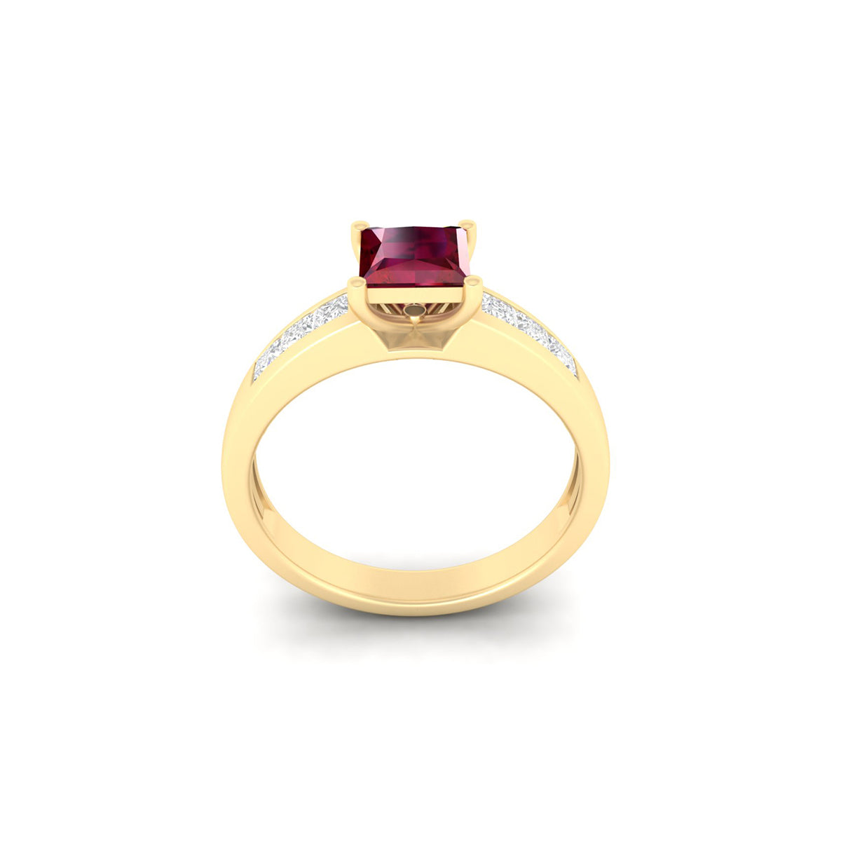 Glass-Filled Ruby Ring with White Diamond in 18Kt Gold 1.25cts