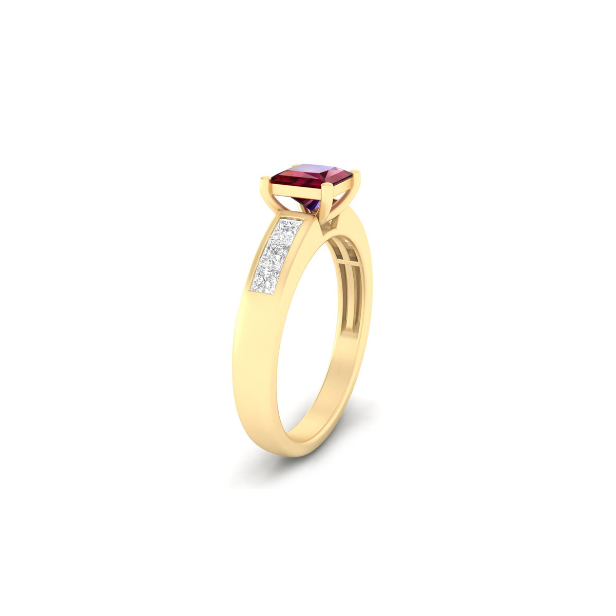 Glass-Filled Ruby Ring with White Diamond in 18Kt Gold 1.25cts