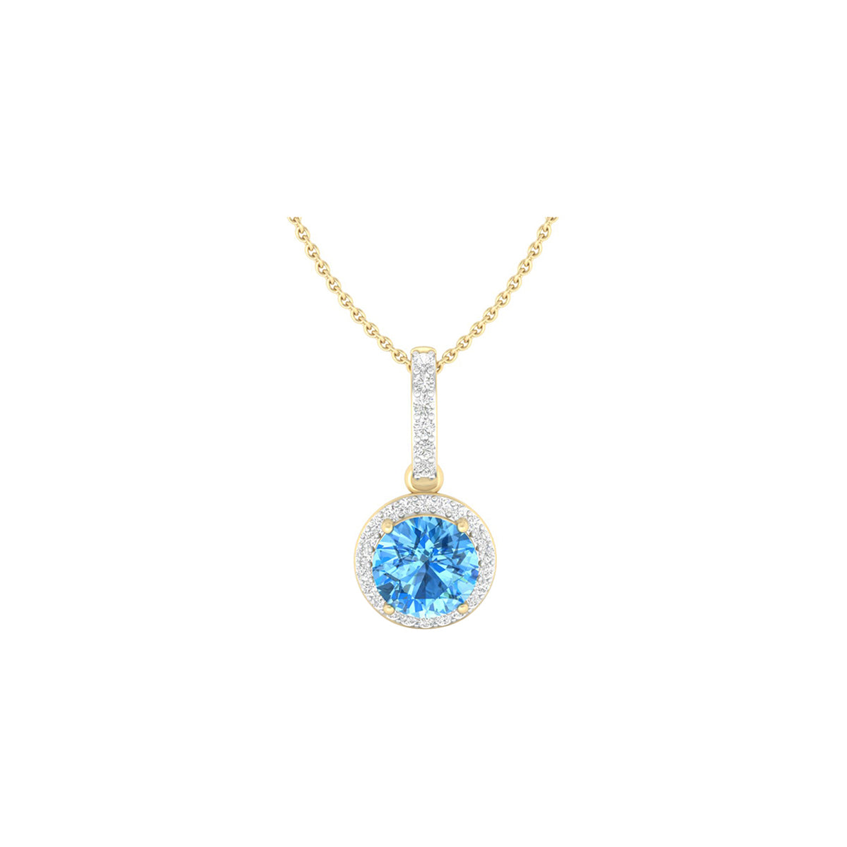 Sky Blue Topaz Pendant with White Diamond in 18Kt Gold 0.92cts
