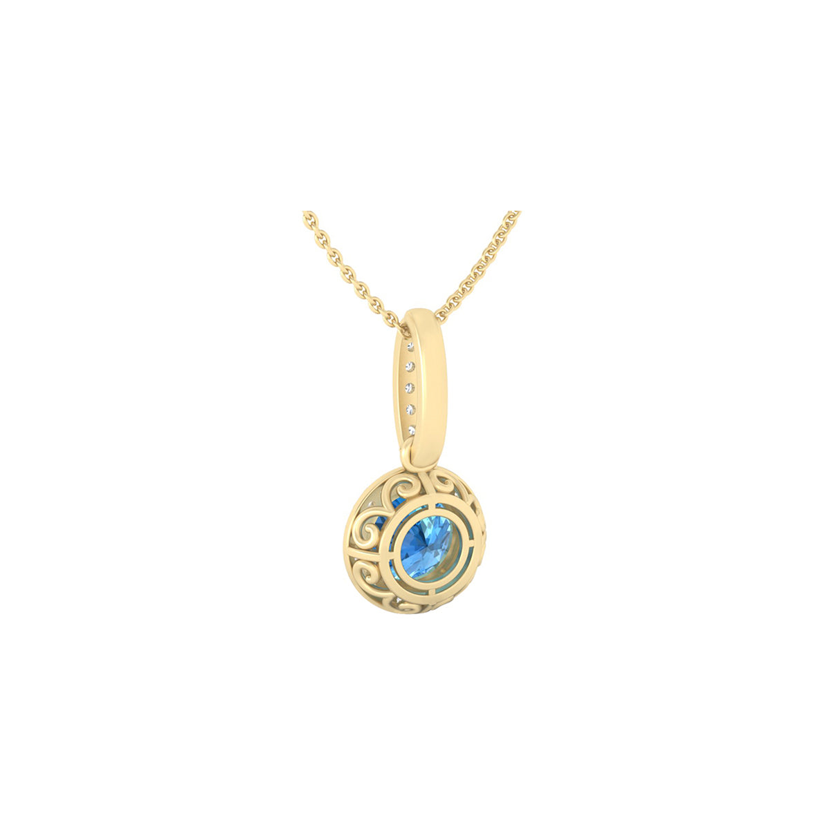 Sky Blue Topaz Pendant with White Diamond in 18Kt Gold 0.92cts