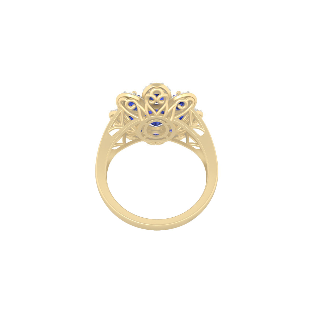 AA+ Tanzanite Ring with White Diamond in 14Kt Gold 4.57cts