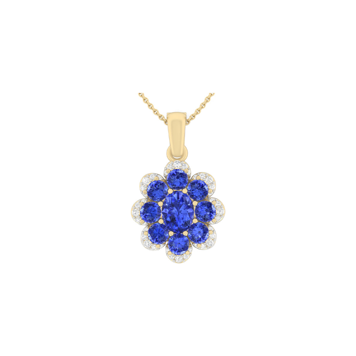 AA+ Tanzanite Pendant with White Diamond in 14Kt Gold 4.57cts